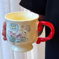Girls Heart Puppy Tulip Mug Couple Ceramic Cup Gift Box Meaningful Birthday Gift Gift for Boy and Girlfriend 370ML