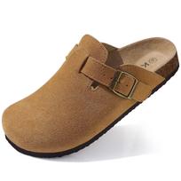 Madingi Klasikiniai Vyriški Suede Klumpės Šlepetės Madingi Vyriškos Klumpės Šlepetės Kamštinis Vidpadis Odinės Vyriškos Mules Lauko Unisex Minkštos Neslystančios Šlepetės 36