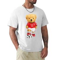 Cute Teddy Teddy Bear in Soccer Player T Shirt Harajuku Short Sleeve T-shirt 100% Cotton Graphics Tshirt Tops S