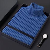 Winter Men's Turtleneck Sweater Trendy Slim-fitting Thickened Base Layer Solid Color Twist Knit L