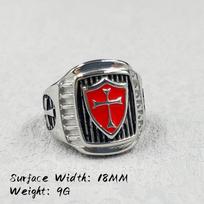 silver color Rider Motorcycle Style Unisex 316L Stainless Steel Cool Ride To Live, Live To Live Cross Red Classic Biker Ring 7