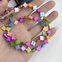 Rainbow Cross Natural Shell Beads 38cm Strand Multicolor Iridescent Loose Beads for DIY Easter Jewelry Making & Bracelet Necklace Crafts 1String/8×8mm-38cm