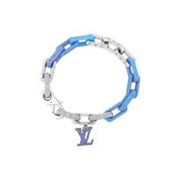 Louis Vuitton Monogram Woven Decoration Stainless Steel Resin Acrylic Metal Bracelet Women bracelet Blue M1229 Basic Packaging-Dust Bag+Box,L
