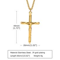 Jesus Christ Cross Pendant Necklace for Men Stainless Steel Crucifix Catholic Religious Prayer Jewelry Women Gifts Wholesale