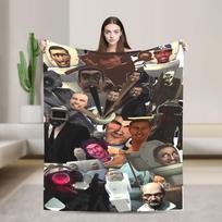 Skibidi Toilet Speakerman Flannel Blanket Super Soft Throw Blanket for Living Room Airplane Novelty Bedspread Sofa Bed Cover 75x90cm