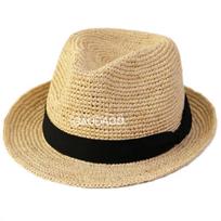 Natural Raffia Plus Size Jazz Sun Hats Men Women Summer Woven Trilby Straw Hat Fashion Sun Protection Beach Hat Panama 56-60cm M 56-58cm smėlis