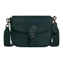 COACH Amelia 23 Logo Classic Pebble Leather Saddle Bag Shoulder Bag Medium Women Green žalia