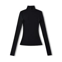 Women's Turtleneck Long Sleeve Slim Fit Top Stretch Solid Color Basic T Shirt S