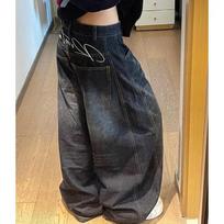 Women's High Waist Vintage Washed Baggy Cargo Jeans Loose Wide Leg Barrel Pants Elegant Commuter Embroidery Denim Trousers S