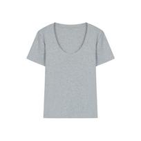 Women's U Neck Short Sleeve T Shirt Slim Fit Minimalist Solid Color Basic Casual Top S