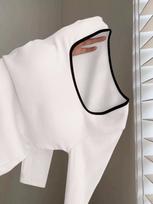 Women's Square Neck Long Sleeve Top Slim Fit Contrast Trim Solid Color Dralon Thermal Base Layer Shirt Autumn Commuter Blouse S