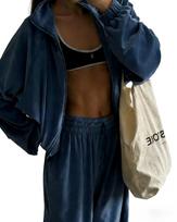Women's Loose Fit Two-piece Tracksuit Long Sleeve Zip Up Jacket High Waist Wide Leg Pants Solid Velvet Loungewear Matching Set S