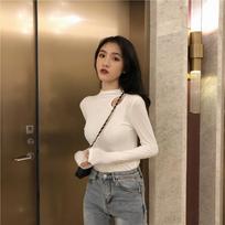 Women's Mock Neck Long Sleeve T-Shirts Slim Fit Solid Casual Basic Tees Fall Winter Tops S
