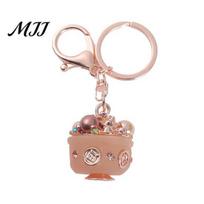 Business Trip Key Holder Treasure Bowl Keychain Rhinestone Wealth Charm with Ring for Daily Use Backpack Handbag Gift Men Women Friends Embellished