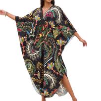 Women's Dress, Colorful Floral, Vacation Loose Robe, Bikini, Sun-protective Smock One Size