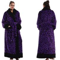 Women's Shawl Collar Robes Full Length Fleece Plush Bathrobes Spa House Coat with Pockets Fluffy Spa Robes Winter Cozy Warm Spa Long Robe for Women One size