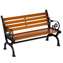 Bench for 2 People, Decorative Armrests, for Garden & Patio, Cast Aluminum+Natural Wood, 120 x 64 x 79 cm, Teak 120 x 64 x 79 cm