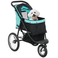 Dog Buggy, Pet Stroller for Small Dogs and Cats, with Storage Basket, One-Click Folding Design, Turquoise 100 x 58 x 100 cm
