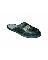 Men's indoor slippers with the inscription  Boss , gray men's leather slippers 46