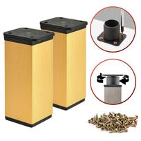 x Basic furniture legs | Cross-section 40x40 mm | H - 100 mm | Color: Brushed gold + Screws included