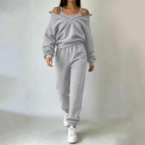 Women's Half Zip Mock Neck Long Sleeve Sweatshirt 2 Piece Outfit Set XXL