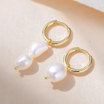Asymmetrical Freshwater Pearl Earrings Women Sterling Geometric Drop Winter Fashion Jewelry 925 Sterling Silver