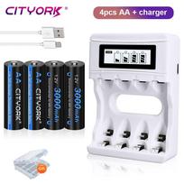 CITYORK 1.2V AA Rechargeable Battery 1.2V AA 3000mAh NI-MH Rechargeable AA Batteries Bateria For Led Flashlight Camera Toy Car