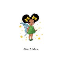 Black Girl Patch Clothes Stickers Heat Transfer T-Shirt Dresses Parches Ropa Diy Iron-On Transfer Heat-Adhesive Clothing Patches