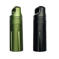 2pcs Aluminium Bottle with Telescopic Spoon Water-proof Pill Case Box Stash Jar Sealing Keychain Outdoor Tool Accessories