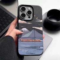 Mountain Pattern TPU Soft Slim Phone Case For iPhone 16 Pro Max 15 Pro 14 13 12 11 17 16E 17E Leather Texture Shockproof Lens Protection Bumper Cover iPhone 16 Pro Max