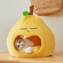 Cat Bed Dog Kennel Cat Semi Enclosed Windproof House Pet Kitten Sleeping House Cat Nest All Seasons Yellow Yali