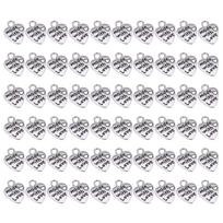 60pcs Heart Charm Made With Love Pendant 12x10mm Tibetan Antique Silver Color Pendants Jewelry Making DIY Handmade Craft