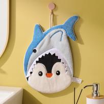 Penguin Coral Fleece Hand Towel - Extra Large & Thick, Hanging, Dual-Use, Water Absorbent, Quick-Drying, Non-Shedding 34*22 cm