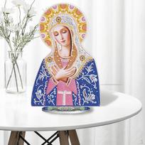 Drill Crystal Kits Virgin Mary Catholic Home Bedside Desktop Ornament Yellow Blue