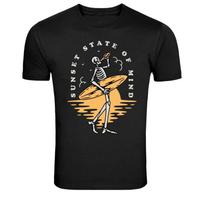 Sunset State Of Mind Skeleton Surfer Graphic T-Shirt XL