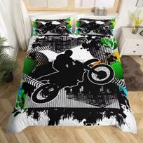 New 3D Print Dirt Bike Beding Set For Bedrom Soft Modern Bedspreads Comefortable Children Kids Soft Duvet Cover Comfortable Quilt Cover And Pilowcase 135*200cm Eu-Single