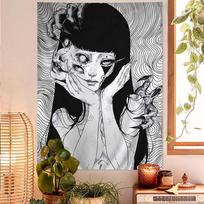 Japan Anime Junji Ito Cartoon Tapestry Art Science Fiction Room Home Decor Wall Hanging Sheets 74x94cm(29x37in)