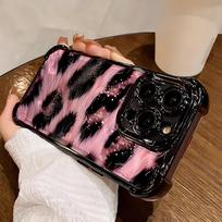 Pink Leopard Print Black Plating Phone Case For Google Pixel 10 9 8 7 9a 8a 7a Pro XL 5G Anti Fall Airbag Pixel 10