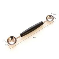 2in1 Dual-head Fruit Ball Carving Knife Kiwi Fruit Waterlemon Scoop Melon Digger Fruit Jar Mashed Potato Baller Ice Cream Spoon juoda