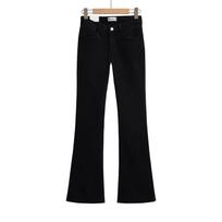 Women's Low Rise Button Up Flare Jeans Slim Fit Washed Denim Bell Bottom Pants XS