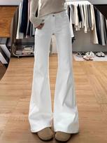 Women's Low Rise Flare Jeans Solid Color Micro Stretch Denim Pants Japanese Casual Office Plus Size Long Trousers S