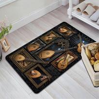 Vintage Musical Instruments Pattern Rug Floor Mat for Living Room or Bedroom Soft and Comfortable Carpet a Gift for Birthday and Holiday. 40x60cm( 15x23in )
