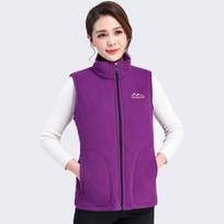 Middle-aged and Elderly Autumn and Winter Polar Fleece Vest Women's Stand-up Collar Loose Outer Wear Vest Fleece Waistcoat Warm Vest Mother Wear L