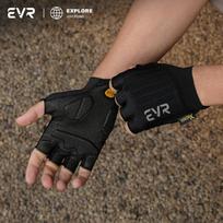 EVR Cycling Gloves, Half-Finger, Summer Short Finger, Double Shock Absorption, Black, Size S