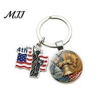 Vintage American Keychain Pendant, Double Pendant Combination Key Chain, 250th US 4th Of July Souvenir Founding Anniversary Holder with Thickened