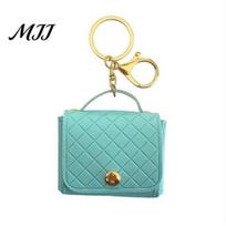 Embossed Faux Leather Keychain Imitation Pendant Rhomboid Embossing Mini Handbag Shape with Dual-Purpose Buckle Backpack Accessories Decorative