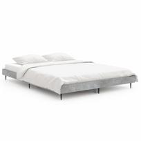 Bed Frame Concrete Grey 135 x 190 cm Engineered Wood