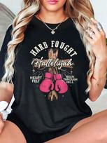 Heart Felt Hallelujah Boxing Cross T-shirt XL
