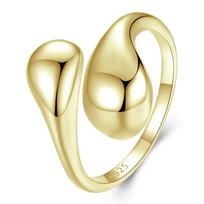 GOLD PLATED silver ring universal with DROPS, silver 925