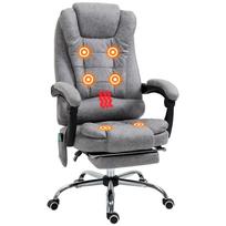 Office Chair with Massage Function, Ergonomic Desk Chair with Reclining & Heating Function, Remote Control, Grey 65 x 70 x 119 cm